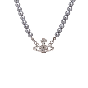 西太后灰色珍珠土星球项链女轻奢高级感小众配饰2025年新款锁骨链