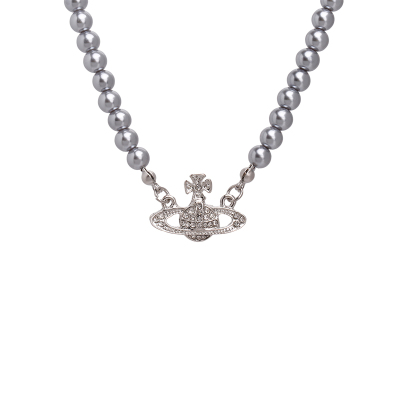 西太后灰色珍珠土星项链