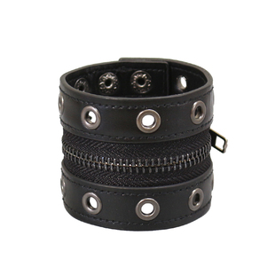 哥特朋克铆钉拉链皮质护腕带宽版手臂环y2k小众手链亚文化配饰品