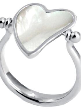 THEYKNOWHeart to heart纯银贝母爱心翻转双面灵动戒指节日礼物女