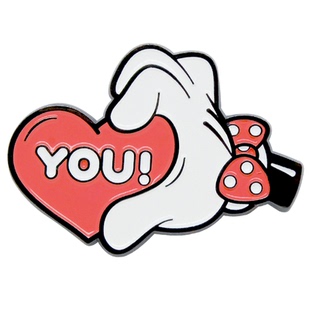 原创可爱情侣卡通比心手势迪士尼粉米奇爱心金属徽章胸针一对pin