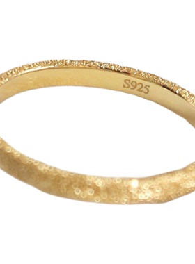 S925纯银磨砂银色金色戒指