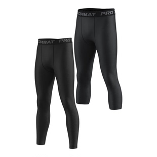 压缩七分紧身裤男篮球高弹训练裤子秋冬加绒透气速干健身瑜伽长裤