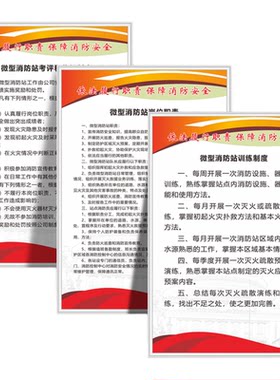 微型消防站组织架构图日常训练岗位职责防火检查警示标识牌告示kt板墙贴纸广告标语提示章管理制度牌上墙框