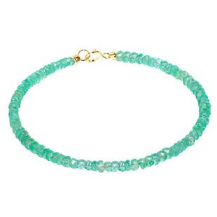 若华珠宝纯翠=赞比亚刻面祖母绿手链女18K金串珠手饰彩宝手串礼物