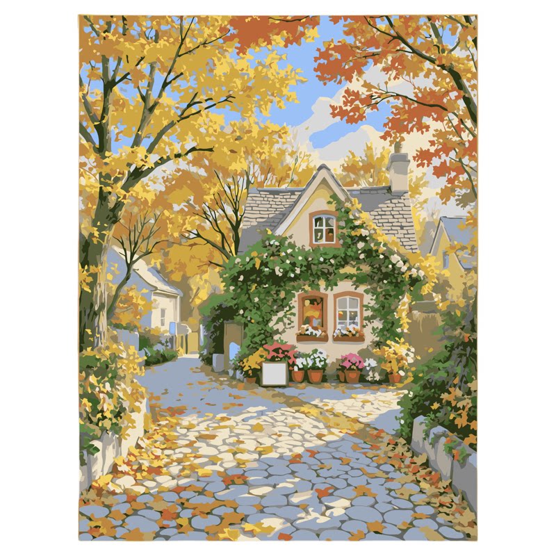 治愈系小屋风景DIY数字油画成人零基础手绘涂色画高级丙烯装饰画