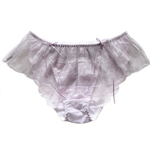N589舒适短裤女士中腰网纱蕾丝性感透气甜美朦胧感女生内裤M/L/XL