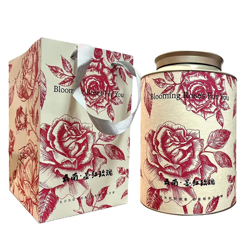 云南墨紅玫瑰花茶官方旗艦店凍干重瓣玫瑰花冠茶正品大罐禮盒送禮