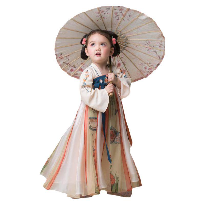 年衣童装女童汉服超仙夏薄款国风唐装连衣裙儿童中式中秋节表演服