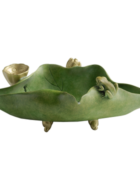 黄铜荷叶烟缸摆件高档手工礼品