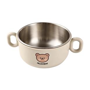 儿童辅食碗餐具套装宝宝学吃饭幼儿园饭碗带手柄防摔牛奶杯碗勺叉