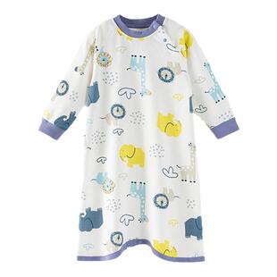 宝宝睡裙纯棉薄款春秋长袖睡袍婴儿秋季长款睡衣女童睡袍男童衣服