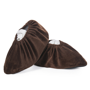 绒布鞋套家用透气布料可水洗防尘加厚防滑耐磨室内脚套成人儿童女