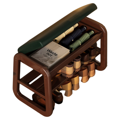 实木储物换鞋凳鞋架，一凳多用