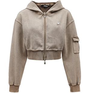 【ONLY奥莱】秋冬潮流休闲双向拉链口袋连帽短款卫衣女