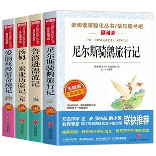 全套4册 骑鹅旅行记六年级下册必读正版课外书原著完整版鲁滨逊漂流记汤姆索亚历险记尼尔斯爱丽丝漫游奇境快乐读书吧6六下书籍孙