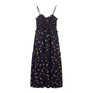 弥古法式碎花连衣裙女夏季海边度假沙滩裙法式抹胸吊带裙三亚裙子