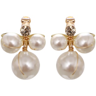 法式珍珠耳环结婚纱礼服配饰新娘耳饰品气质超仙女无耳洞耳夹影楼