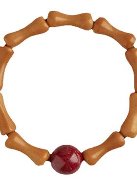 新中式戒指女小众转运珠朱砂戒指橄榄核竹节节节高升古风戒指女生