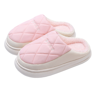 买一送一防水棉拖鞋女士秋冬季2026新款室内家居情侣一对拖鞋女款