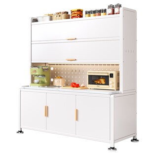 厨房置物架家用落地多层微波炉岩板储物柜多功能餐边收纳碗橱柜子