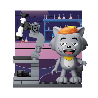 未及喜羊羊与灰太狼正版联名灰太狼一家盲盒拼装积木玩具女生礼物