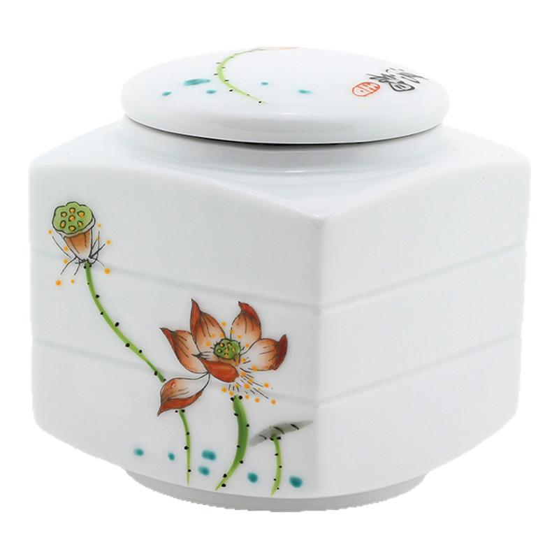贵和祥瓷器粉彩方罐摆件大师手绘
