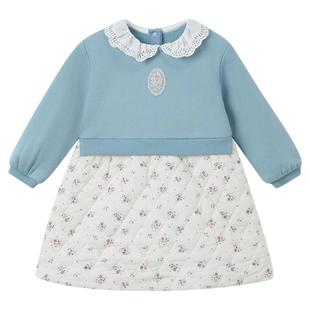 tartineetchocolat法国巧克力童装24秋冬新款女童卫衣拼接连衣裙