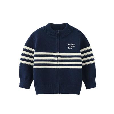 齐齐熊抗静电抗起球条纹立领毛衣