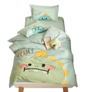 贝肽斯幼儿园牛奶绒三件套冬被子午托班六件套儿童珊瑚绒婴儿床品