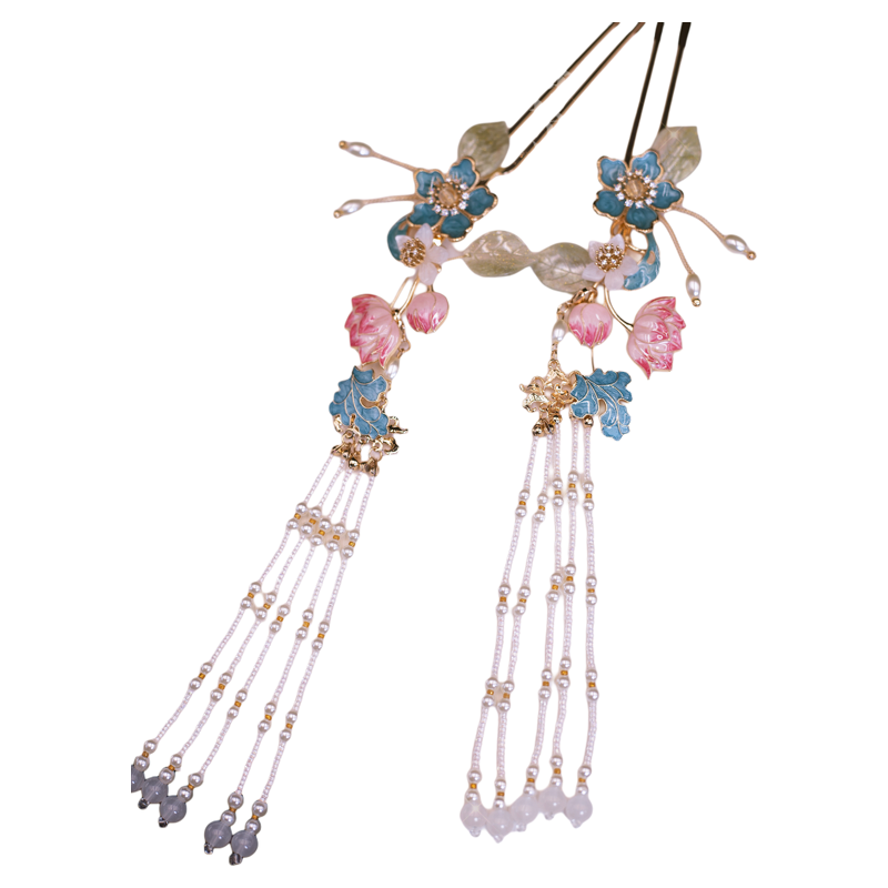 格格间原创【玉叶】华丽重工烧蓝滴油凤冠霞帔古风汉服配饰发簪