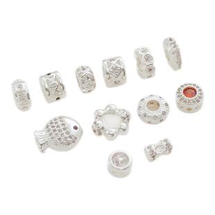 强保色铜镀厚银微镶锆石桶珠飞碟珠车轮隔片隔珠手工DIY首饰配件