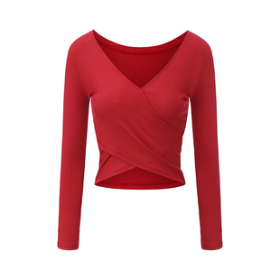 slenddy Emily高级感普拉提瑜伽服长袖训练上衣女红色罩衫S3002