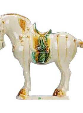 洛阳唐三彩陶瓷中国马将军马摆件