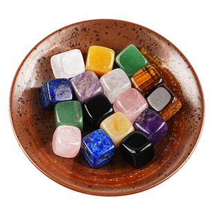 天然水晶小方块碎石摆件原石方粒DIY配件黑曜石东陵玉虎眼青金石