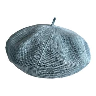 春夏贝雷帽时尚英伦风复古蓓蕾帽女士米色绿色浅蓝色亚麻透气薄款