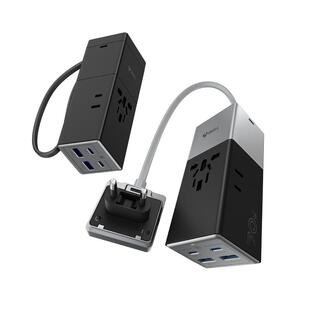 公牛快充USB旅转柔性带线可拆卸多国旅行出差留学转换器转换插头