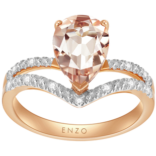 ENZO「经典彩宝」18K金摩根石钻石戒指女EZV736新春礼物