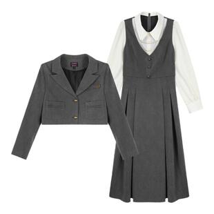 安妮不火 复古学院风西装两件套女2025秋季新款微胖大码气质套装