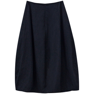 一三良品小个子 日系花苞裙白色黑色棉质宽松半身裙长裙子女春夏