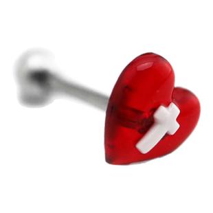 Shinma【十字契约】爱心十字架红色舌钉桃心树脂甜酷舌环亚比辣妹