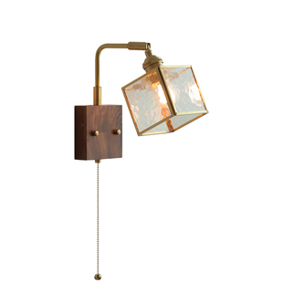 2025新复古拉线壁灯日式床头设计师民宿楼梯自带开关侘寂风小灯具