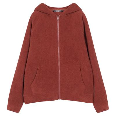 双面摇粒绒女外套秋冬连帽上衣冬