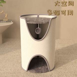 跨境树洞剑麻桶猫窝抓板猫通用不双层一体窝四季封闭猫爬占地猫架