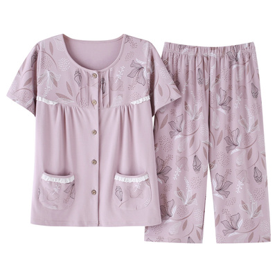 南极人妈妈夏季短袖七分裤睡衣