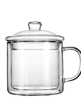 高硼硅带把手大口径勺子咖啡杯