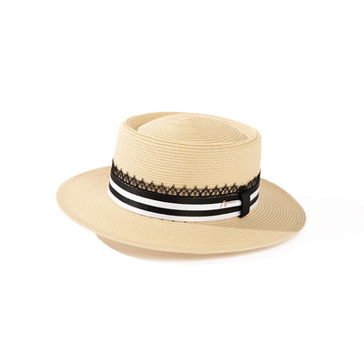 草帽法式优雅女夏天气质蕾丝