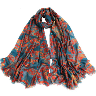 高端羊绒手感围巾围脖女薄款复古柔软羊毛超大旅行拍照披肩两用春