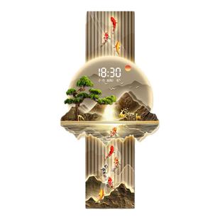 九鱼图入户正对门玄关装饰画轻奢高级感走廊过道挂画带时钟壁灯画