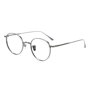 木川超轻纯钛眼镜框男款枪色复古文艺素颜细边圆框配近视变色镜片